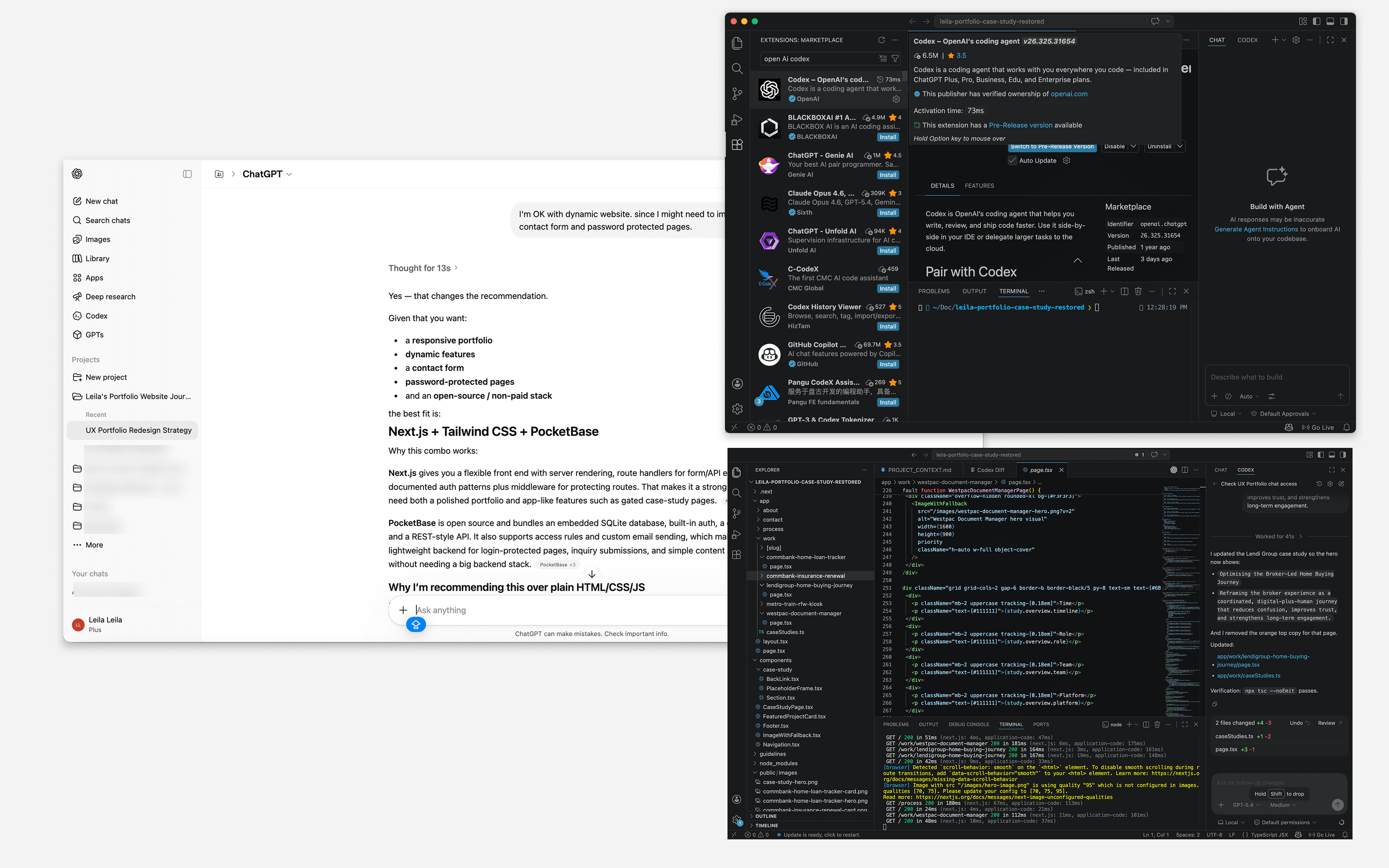 AI-assisted portfolio development in code