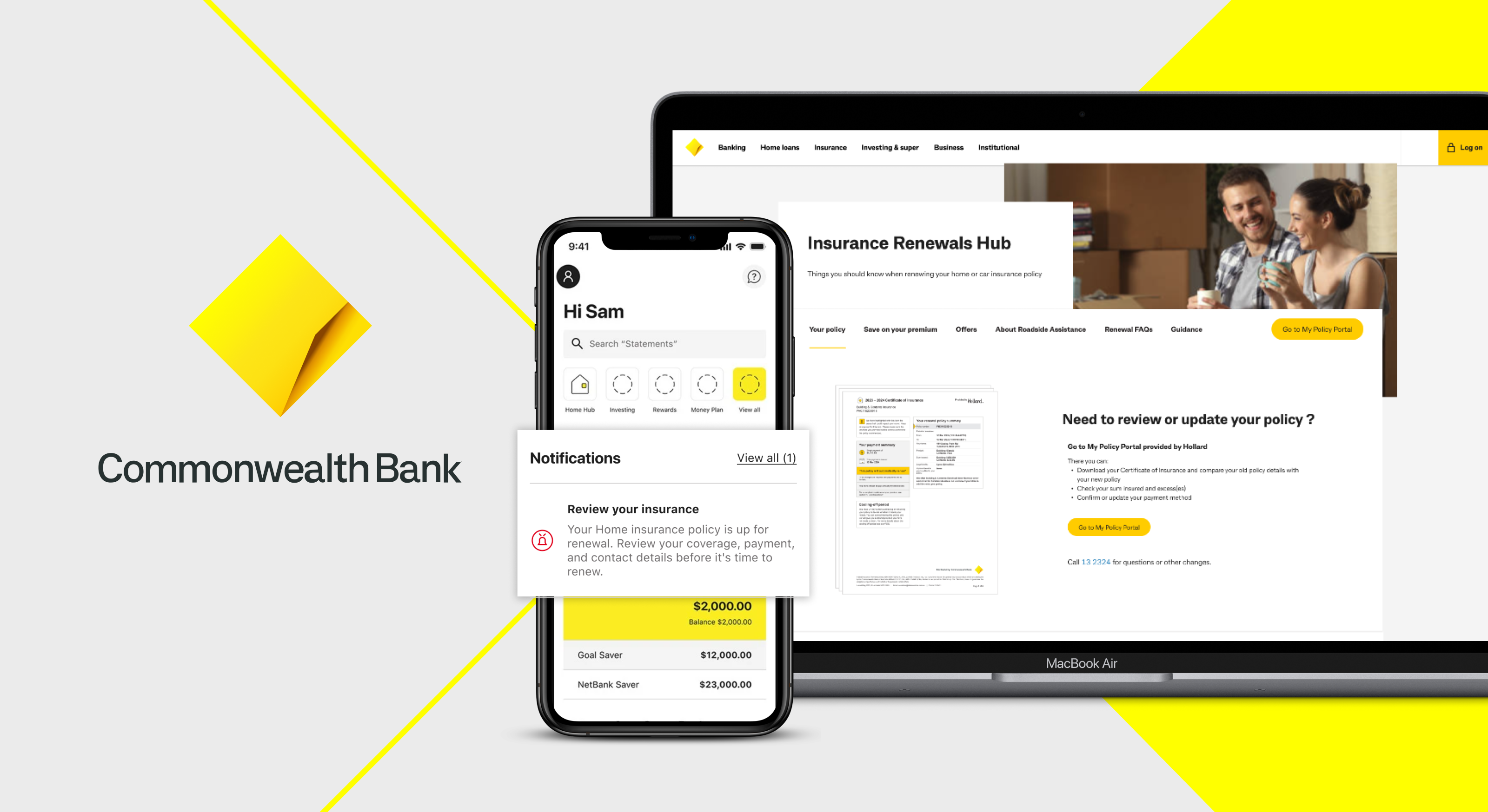CommBank Insurance Renewal hero visual