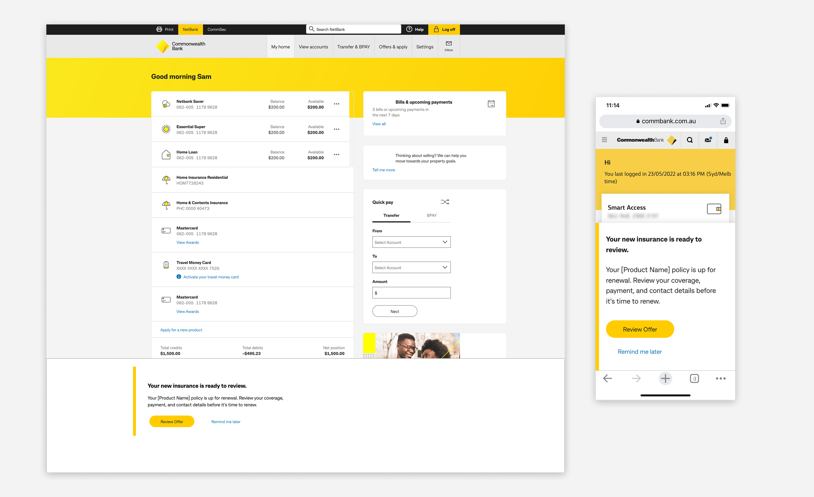 CommBank insurance renewal final solution visual 2